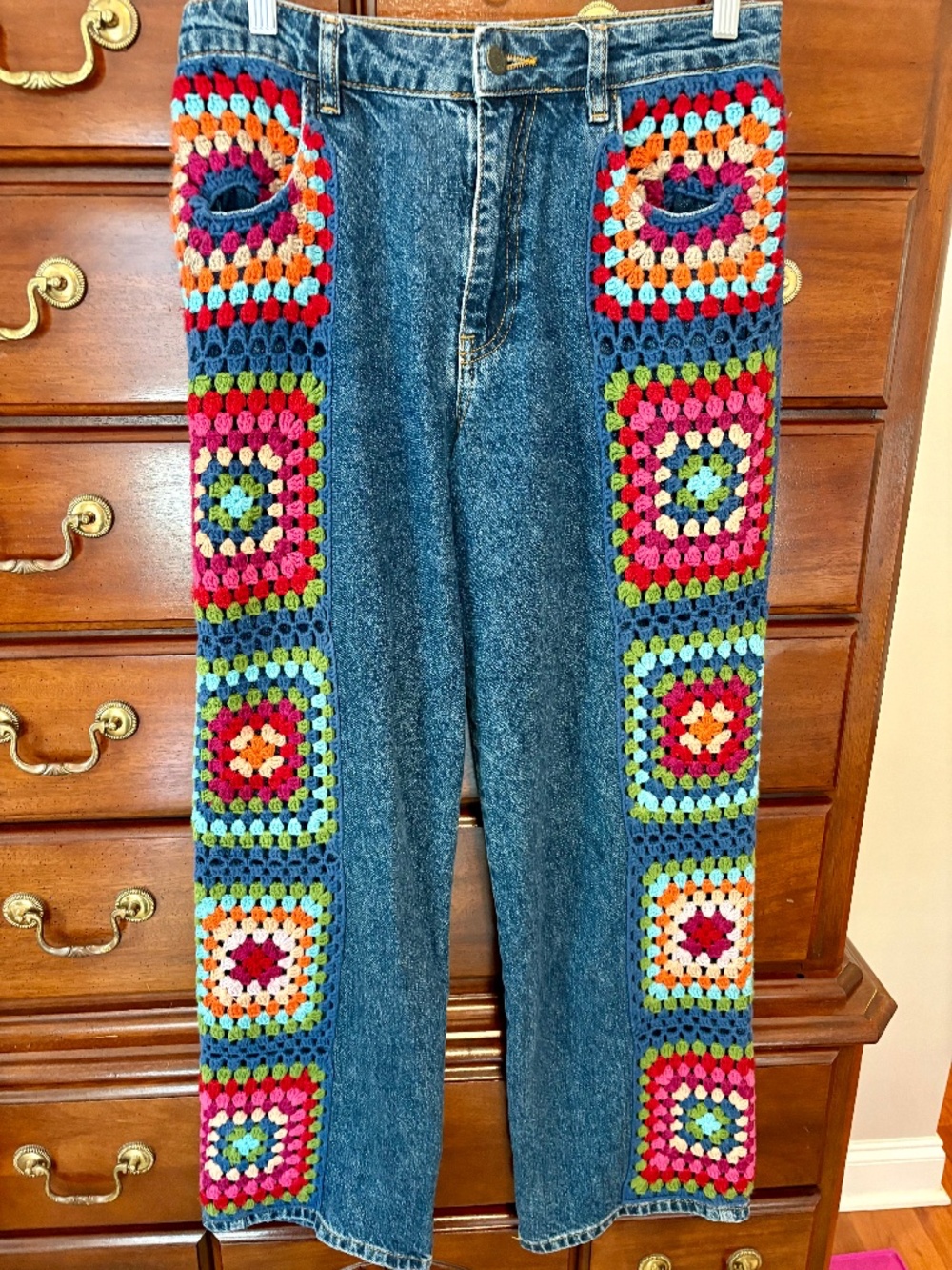 Farm Rio Women's Crochet Patchwork Jeans - Size S